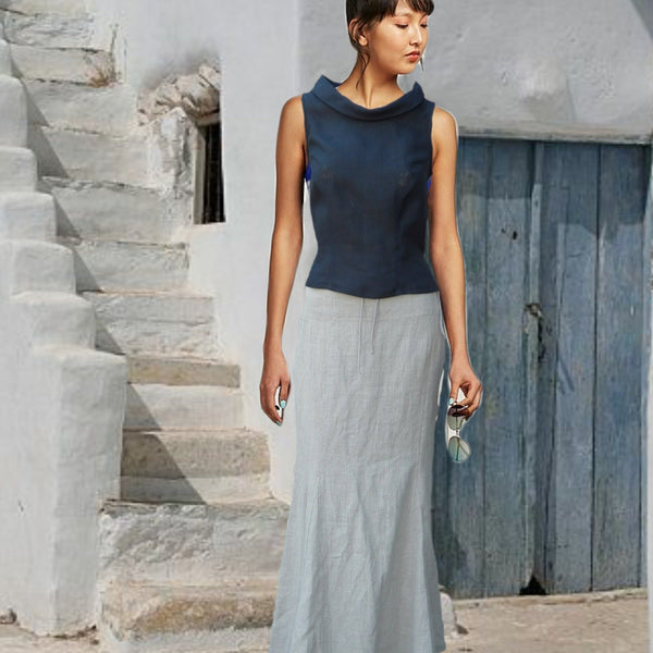 retro bloesje met boothals kraag van katoenen voile/ organic cotton retro summer blouse