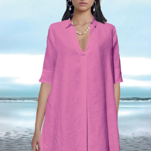 linnen A-lijn blouse-jurk / linen A-line blouse-dress