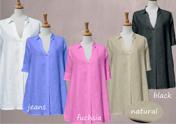 linnen A-lijn blouse-jurk / linen A-line blouse-dress