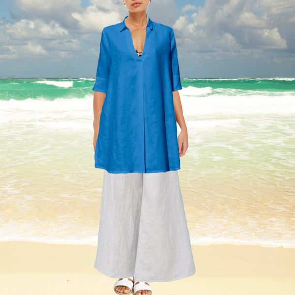 Katoenen voile A-lijn blouse-jurk /cotton voile A-line blouse-dress