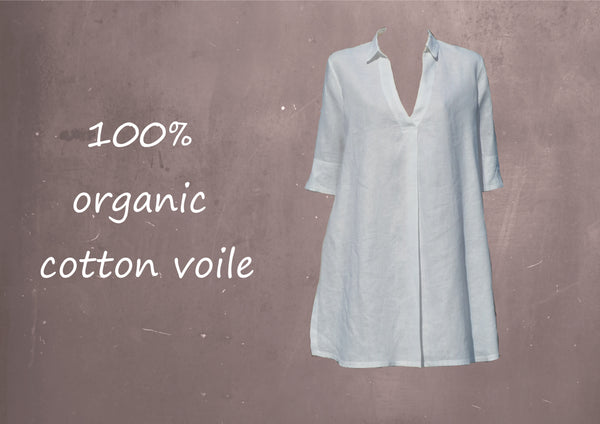 Katoenen voile A-lijn blouse-jurk /cotton voile A-line blouse-dress