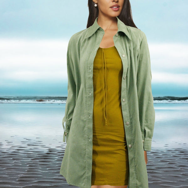 Babycord blouse-jurk / babycord shirt-dress