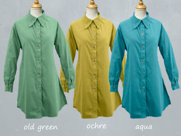 Babycord blouse-jurk / babycord shirt-dress