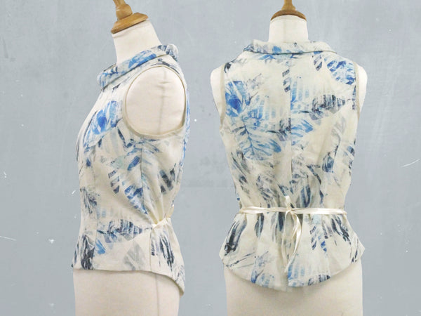 linnen print retro bloesje  / printed linen retro summer blouse
