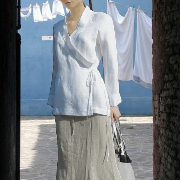 linnen overslag blouse