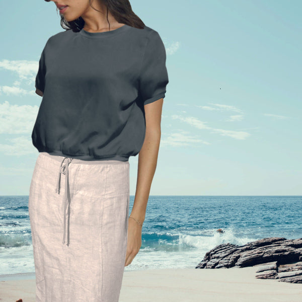 Cupro cropped sweater blouse