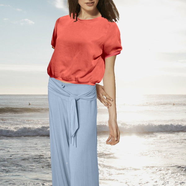 Cupro cropped sweater blouse