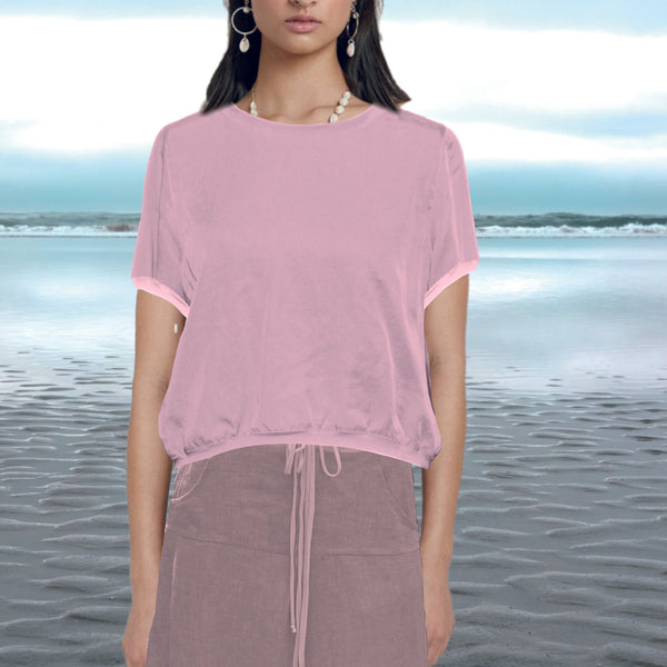 Cupro cropped sweater blouse