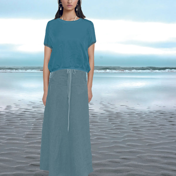 Cupro cropped sweater blouse