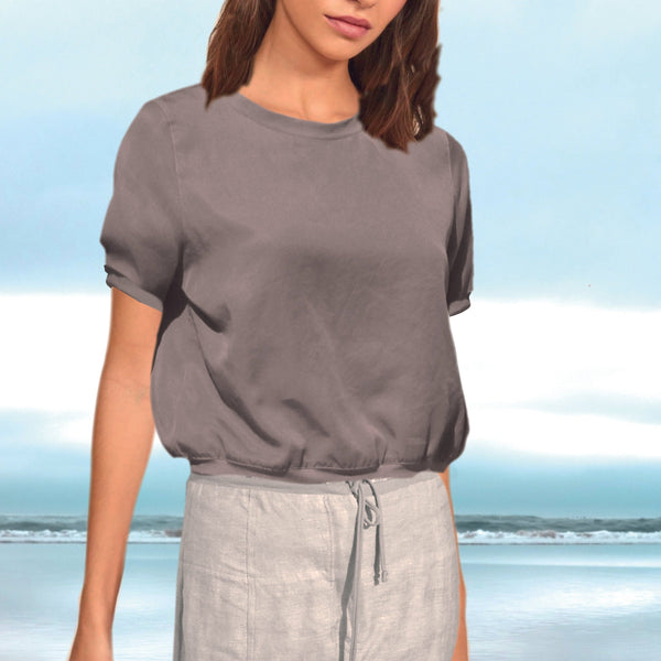 Cupro cropped sweater blouse