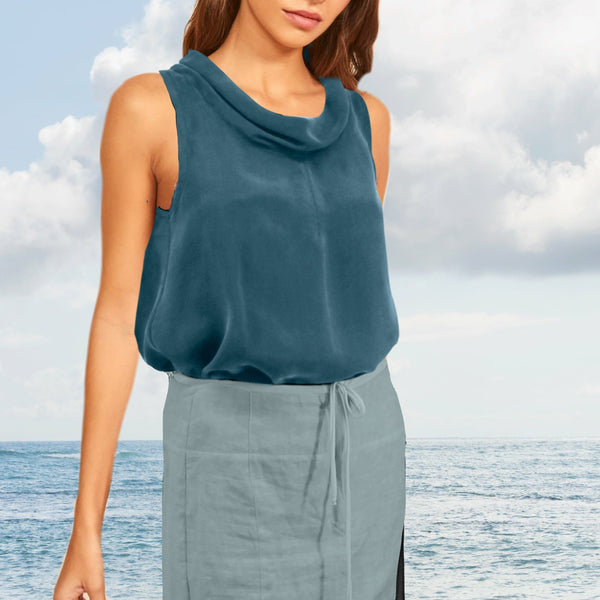 Cupro A- lijn blousje met boothals  / Cupro A-line blouse