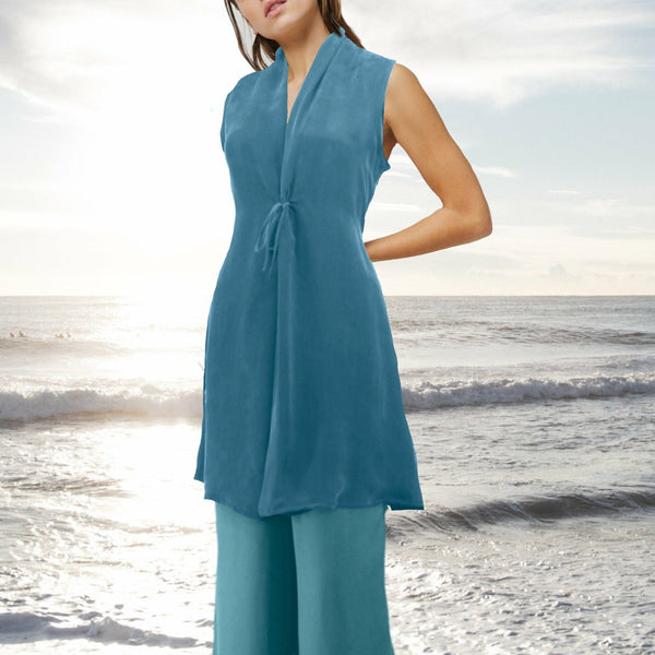 Cupro tuniek met sjawlkraag / Cupro tunic