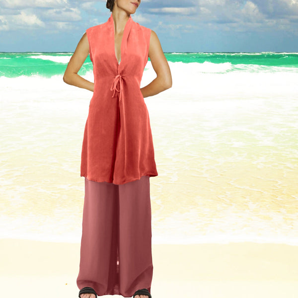 Cupro tuniek met sjawlkraag / Cupro tunic