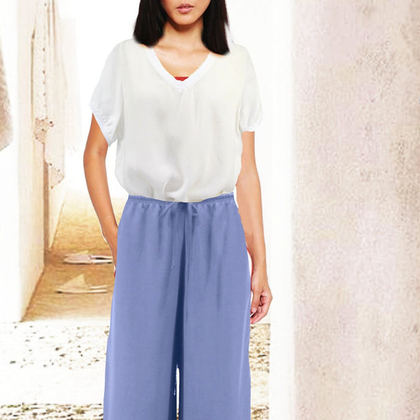 Cupro sweater blouse met V hals / Cupro sweater blouse with V neck