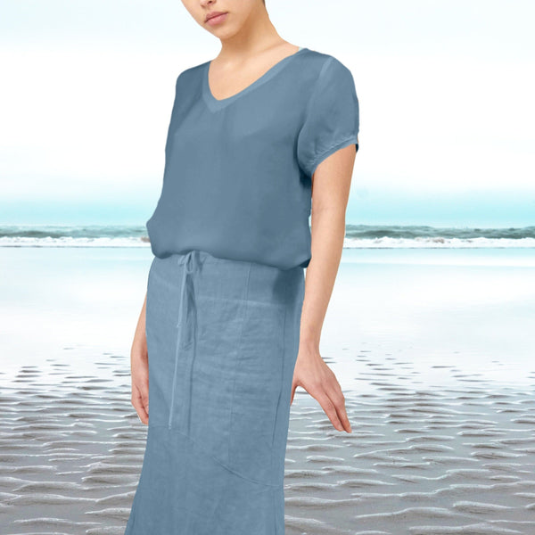 Cupro sweater blouse met V hals / Cupro sweater blouse with V neck