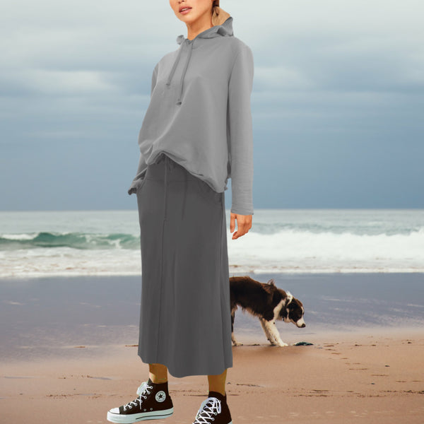 Sportieve midi rok van soft sweat bio katoen /Trending midi skirt made of soft sweat organic cotton