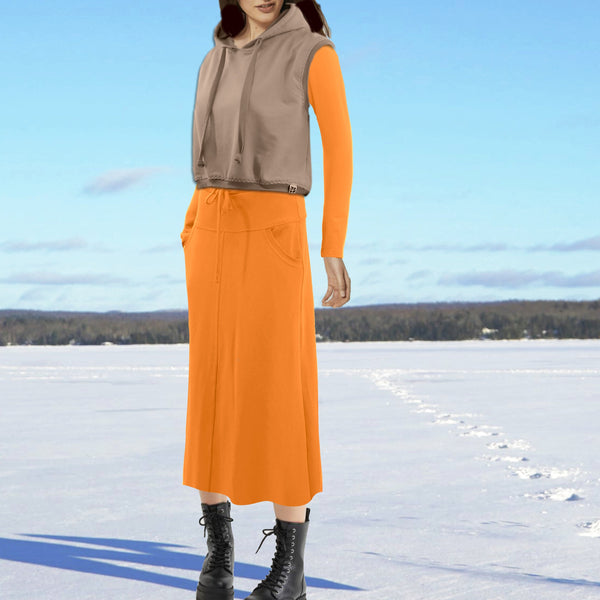 Sportieve midi rok van soft sweat bio katoen /Trending midi skirt made of soft sweat organic cotton