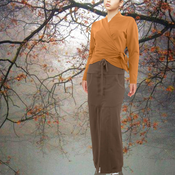 Wikkelvest van organische katoenen tricot / wrap cardigan of organic jersey