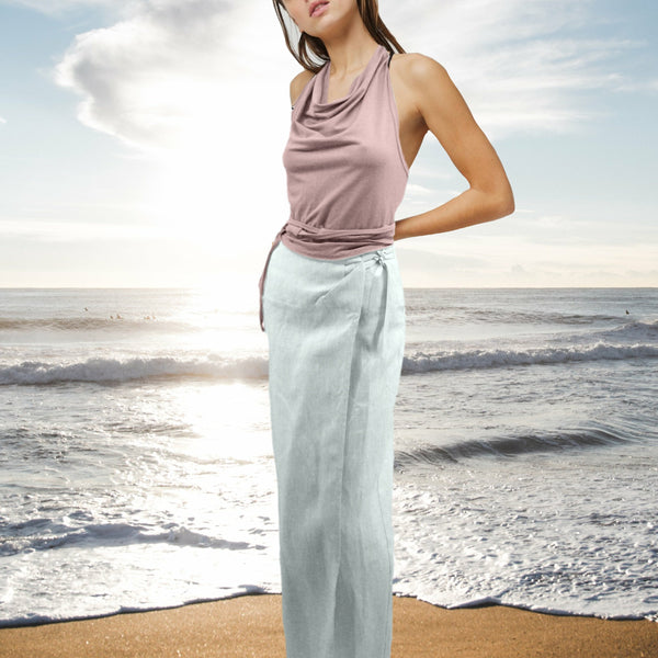 wikkel top in linnen- katoen mix  / wrap top in linen- cotton