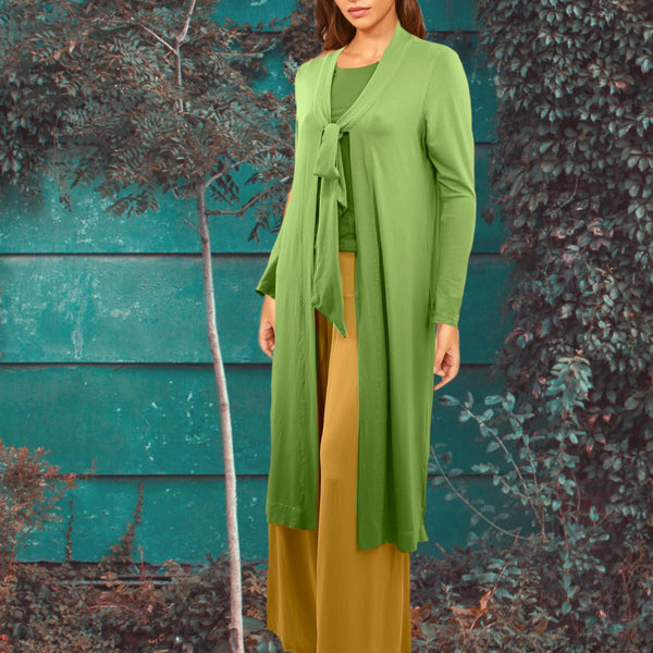 Lang vintage Tencel vest / Tencel long cardigan in vintage style