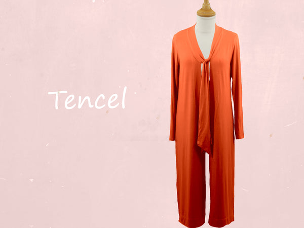 Lang vintage Tencel vest / Tencel long cardigan in vintage style