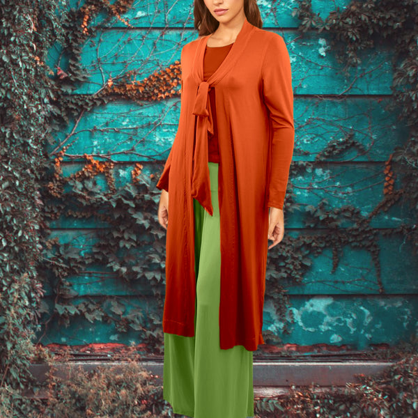 Lang vintage Tencel vest / Tencel long cardigan in vintage style