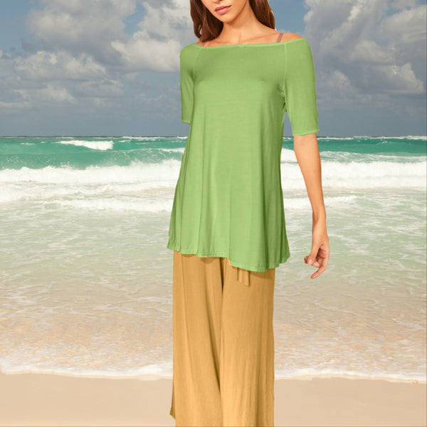 Tencel A lijn shirt met boothals/ Tencel A line shirt with boat neck