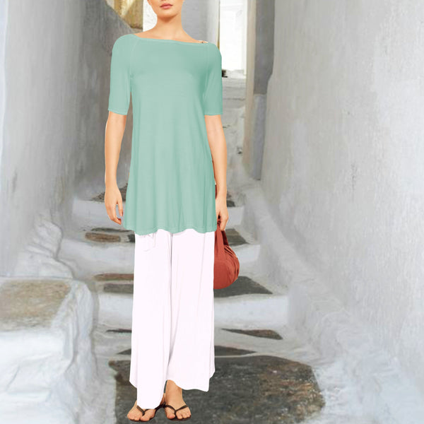 Tencel A lijn shirt met boothals/ Tencel A line shirt with boat neck