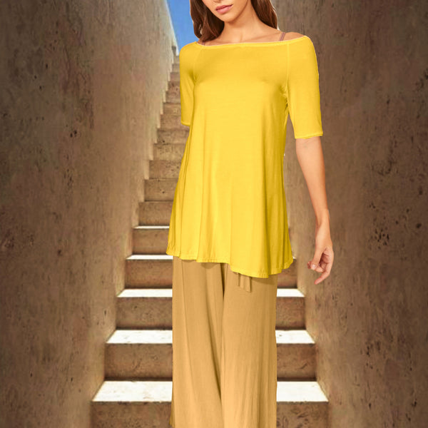 Tencel A lijn shirt met boothals/ Tencel A line shirt with boat neck