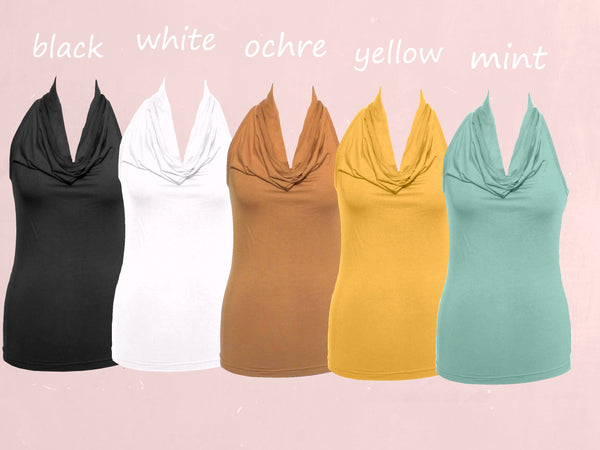 Tencel hemdje met drape hals/ Tencel camisole with drape collar