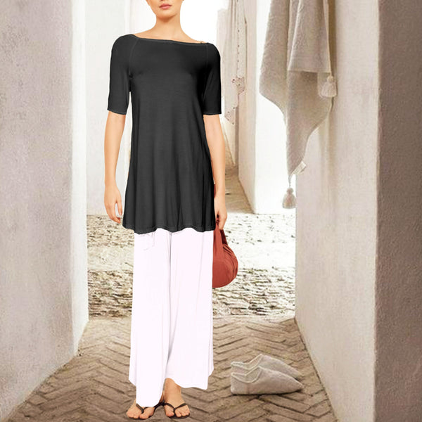 Tencel A lijn shirt met boothals/ Tencel A line shirt with boat neck
