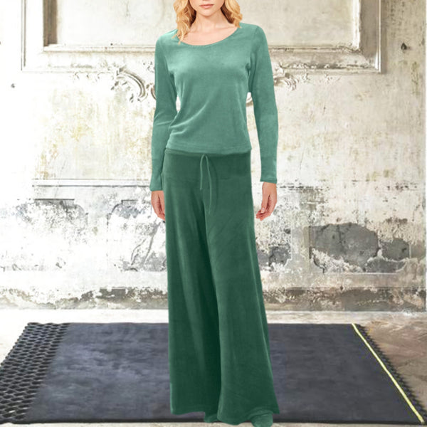 Palazzo broek in soepele nicky velours / Palazzo pants in cotton velvet