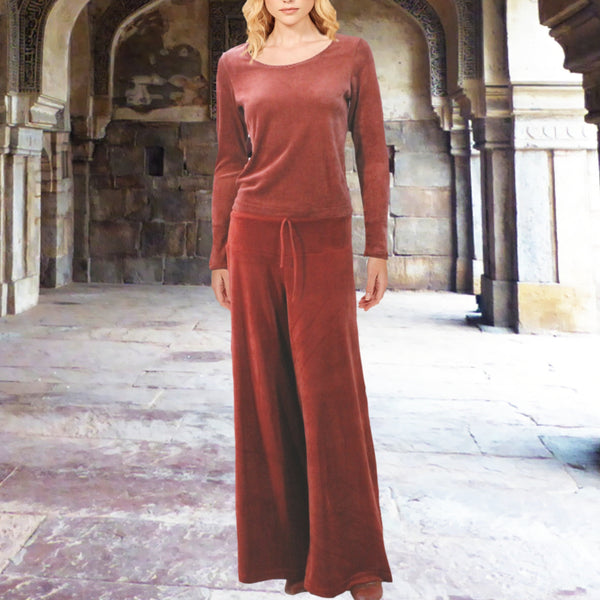 Palazzo broek in soepele nicky velours / Palazzo pants in cotton velvet