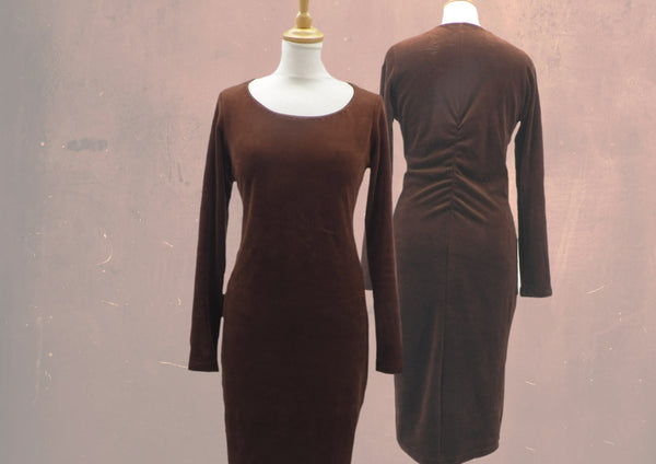 Basic velours kokerjurkje / Basic velvet pencil dress