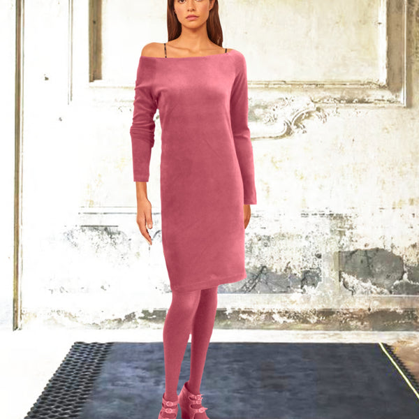 Velours kokerjurkje met boothals / Velvet pencil dress with boatneck