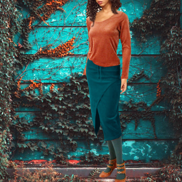 Midi koker rok van nicky velours/velvet midi pencil skirt