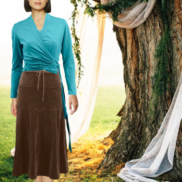 Midi rok in soepele nicky velours / Midi skirt in cotton velvet