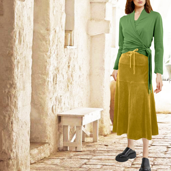 Midi rok in soepele nicky velours / Midi skirt in cotton velvet