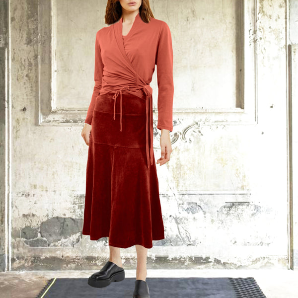 Midi rok in soepele nicky velours / Midi skirt in cotton velvet