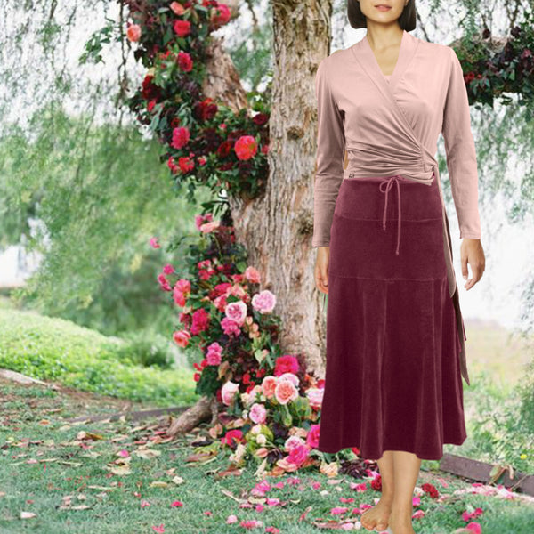 Midi rok in soepele nicky velours / Midi skirt in cotton velvet