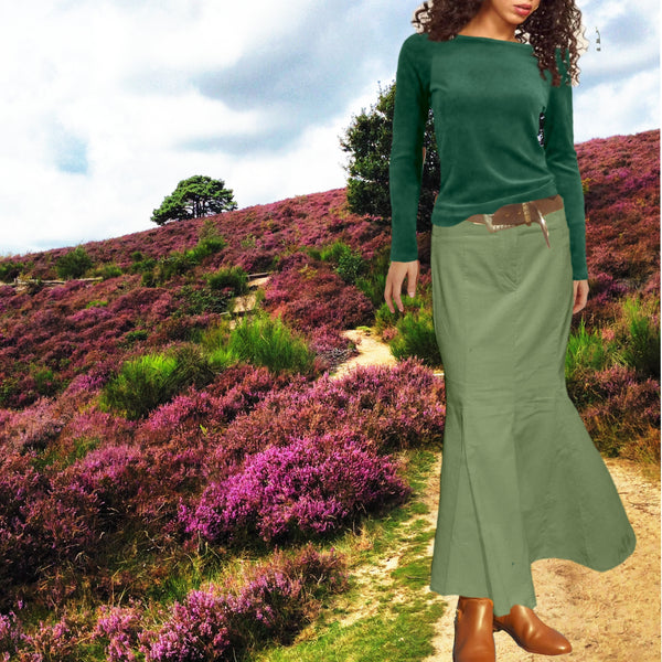 Basic shirt met boothals in nicky velours/ Basic velvet shirt with boatneck