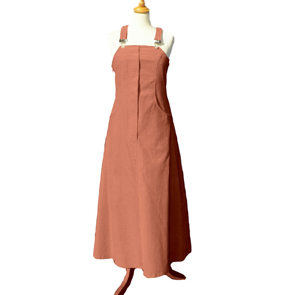 Maxi overgooier in katoenen ribcord/ Corduroy maxi pinafore dress