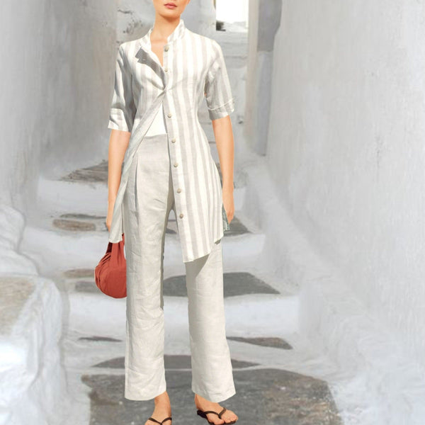 linnen bandplooibroek / linen pleated trousers