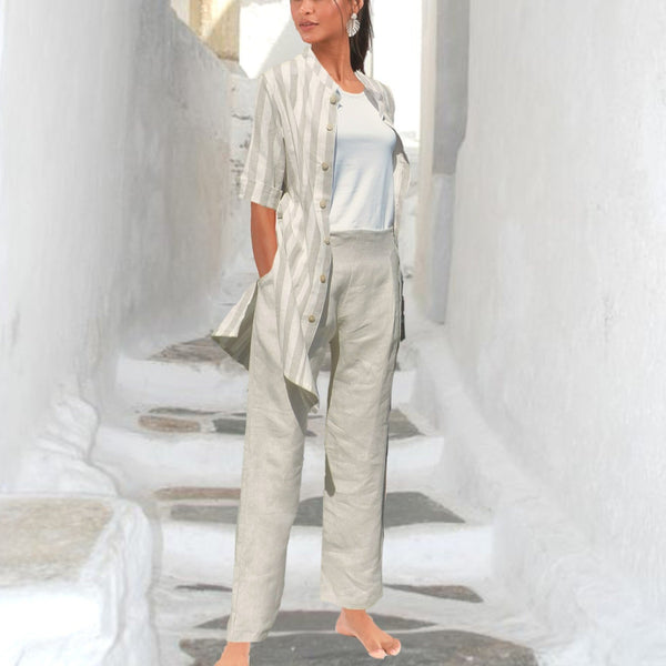 linnen bandplooibroek / linen pleated trousers