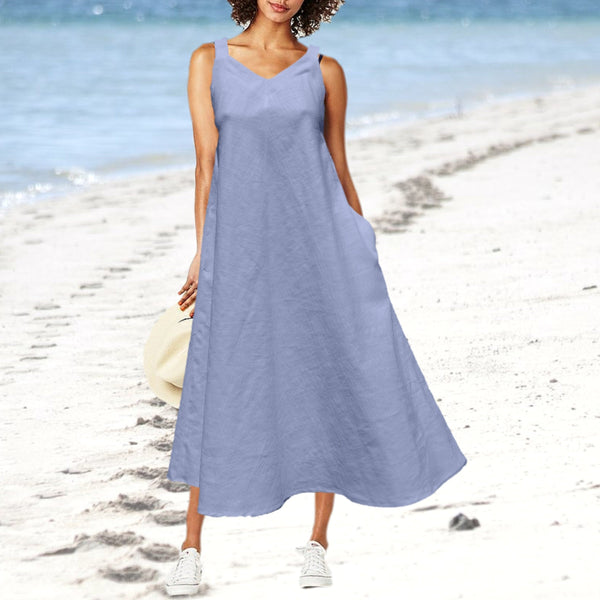 Midi linnen A lijn zomer jurkje / Midi summer swing dress