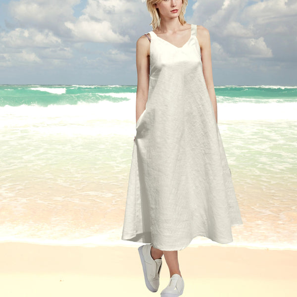 Midi linnen A lijn zomer jurkje / Midi summer swing dress