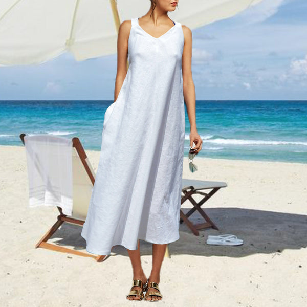 Midi linnen A lijn zomer jurkje / Midi summer swing dress