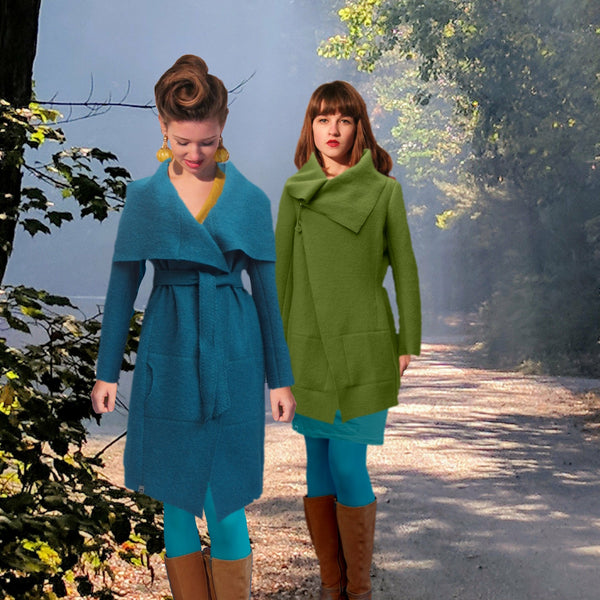 Lange wollen vest-jas van gekookte wol / jacket made of boiled wool