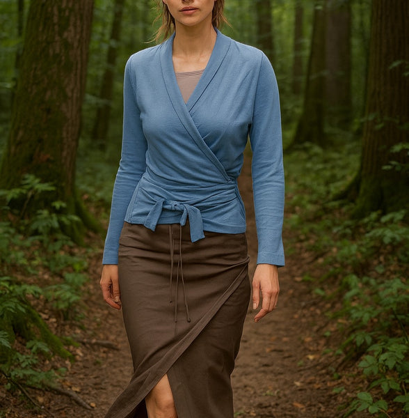 Wikkelvest van organische katoenen tricot / wrap cardigan of organic jersey