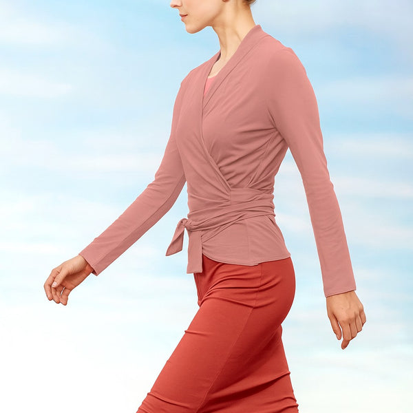 Wikkelvest van organische katoenen tricot / wrap cardigan of organic jersey